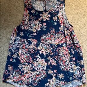 Daniel Rainn Navy Paisley Floral Sleeveless Tank Top